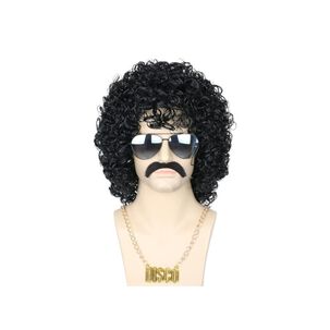 Set Disfraz Afro Retro Hombre A&ntilde;os 80 Onda Disco Pelo