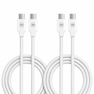 Pack 2 Cable Trenzado Usb C A Usb C Maxell 2 Metros Carga R&aacute;pida Blanco