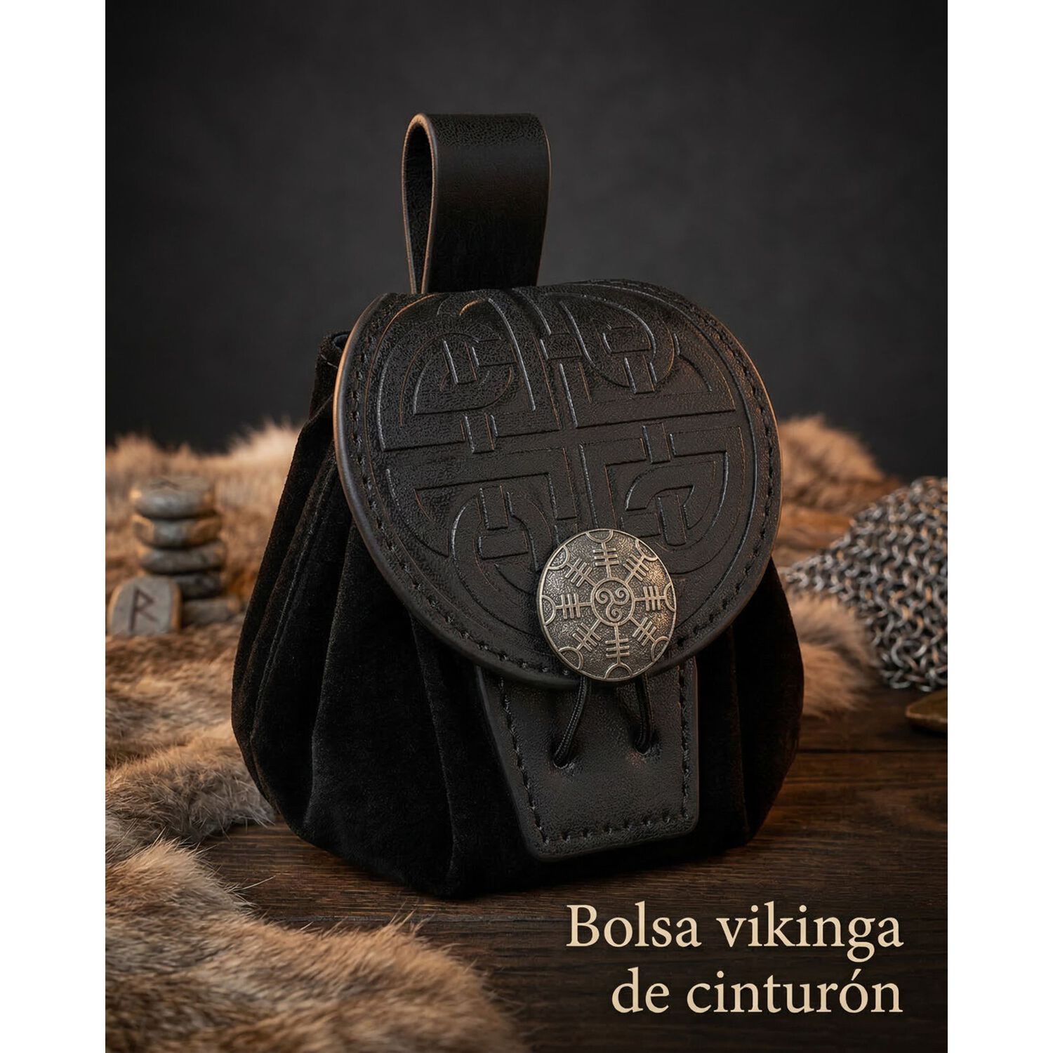 Bolso Medieval Para Cintur&oacute;n Con Broche N&oacute;rdico Vikingo image number 11.0