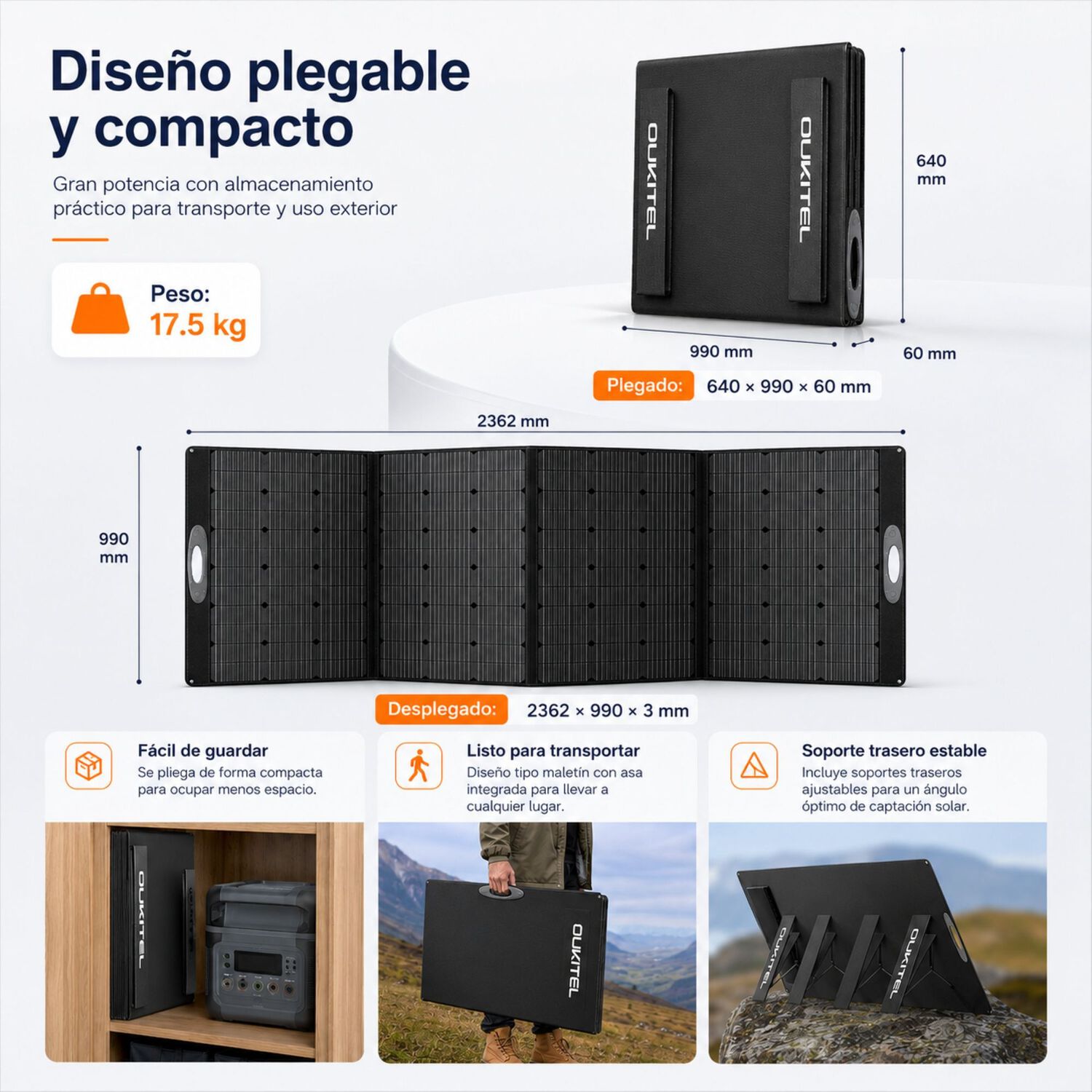Panel Solar Port&aacute;til Oukitel 400w | Recubrimiento Etfe Ip68 image number 5.0