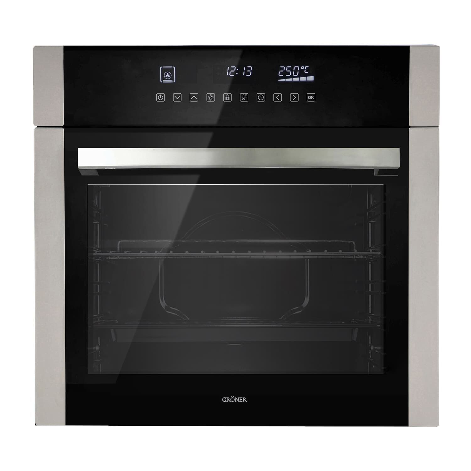 Horno El&eacute;ctrico Empotrable Grner Inox Touch Triple Vidrio 10f 60l image number 0.0