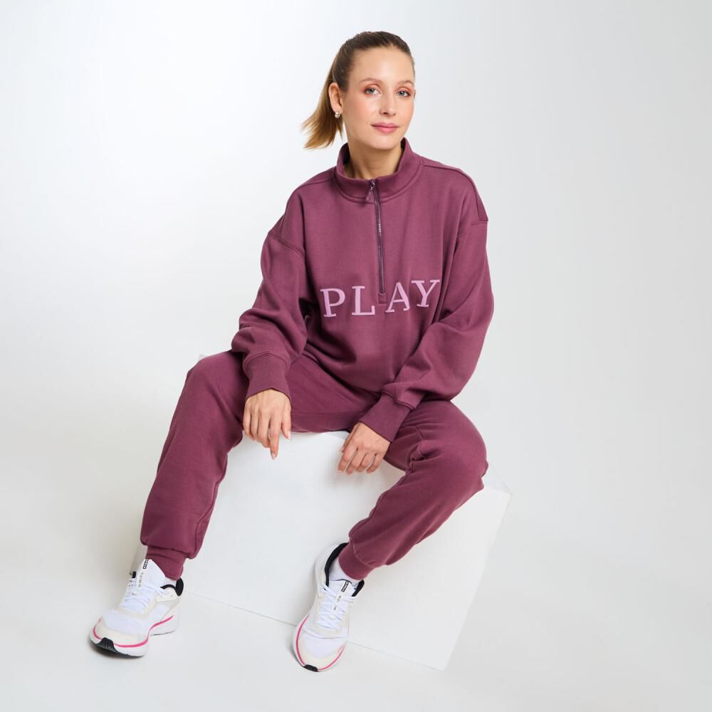 Polerón Deportivo Cuello Alto Medio Cierre Mujer Wetland image number 2.0