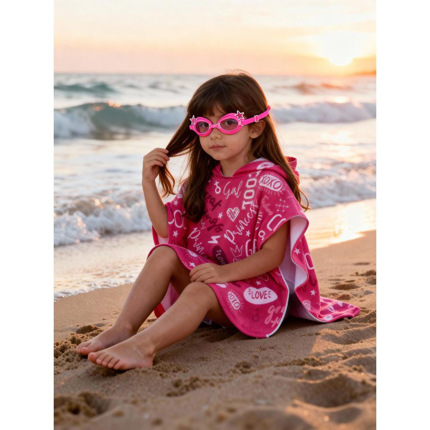 Toalla Playa Infantil + Lentes de Agua Casaideal Kids Princess / 60 X 120 Cm image number 0.0