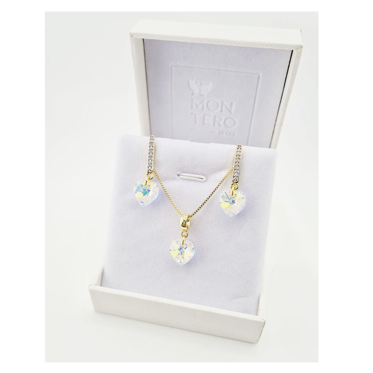 Conjunto Romance Gold Cristales Genuinos Aurora Boreal image number 2.0