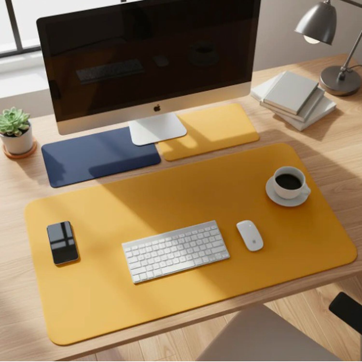 Alfombrilla Mousepad De Cuero Azul image number 2.0