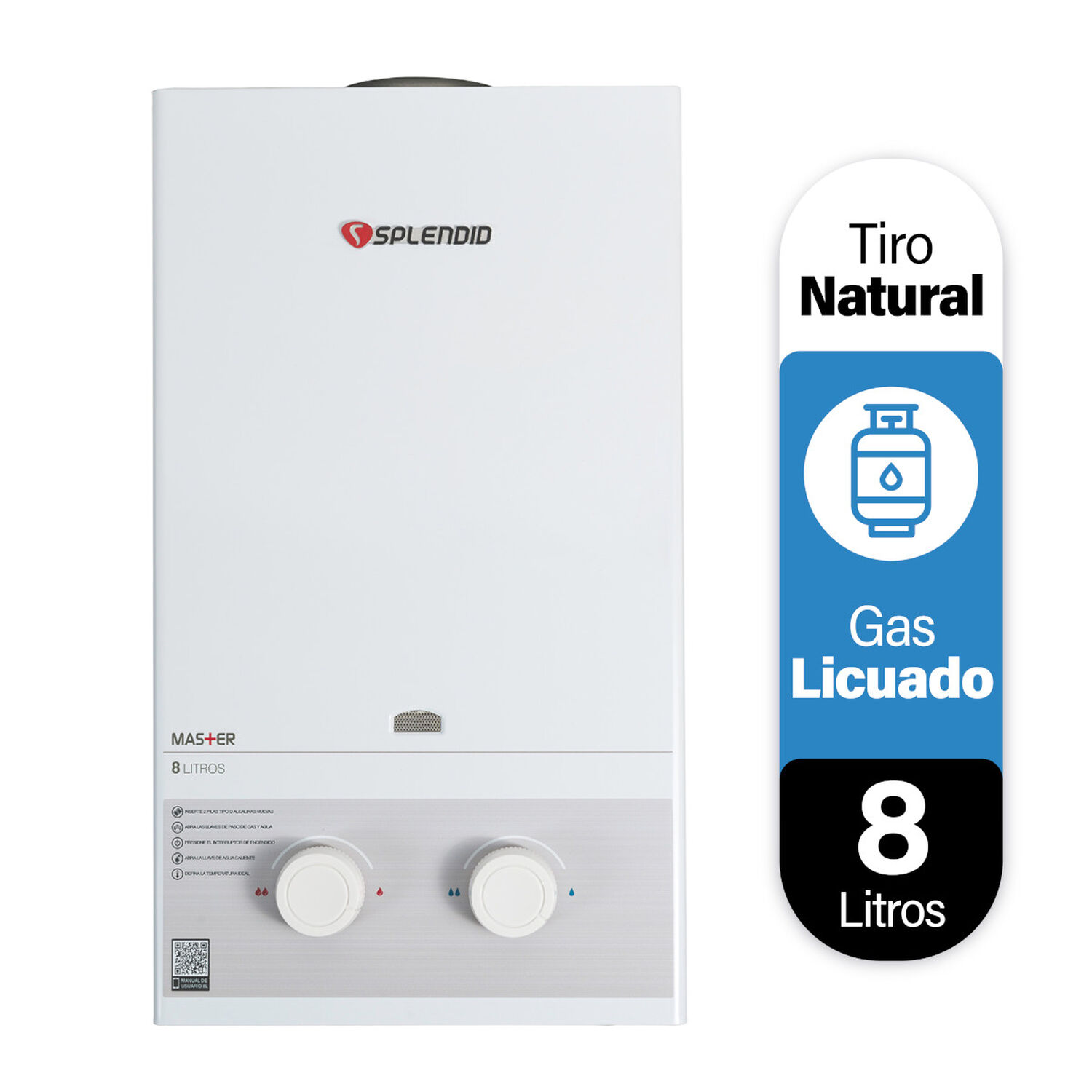 Calefont 8 Litros Gas Licuado Tiro Natural Splendid image number 1.0