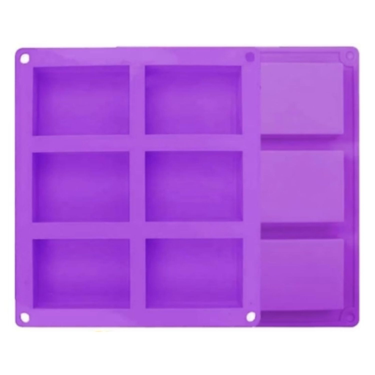 Molde De Silicona Para Jabon Rectangular 6 Divisiones Color Morado image number 0.0