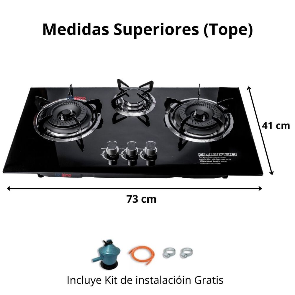 Encimera Gas Licuado 3 Platos + Kit De Instalación image number 1.0