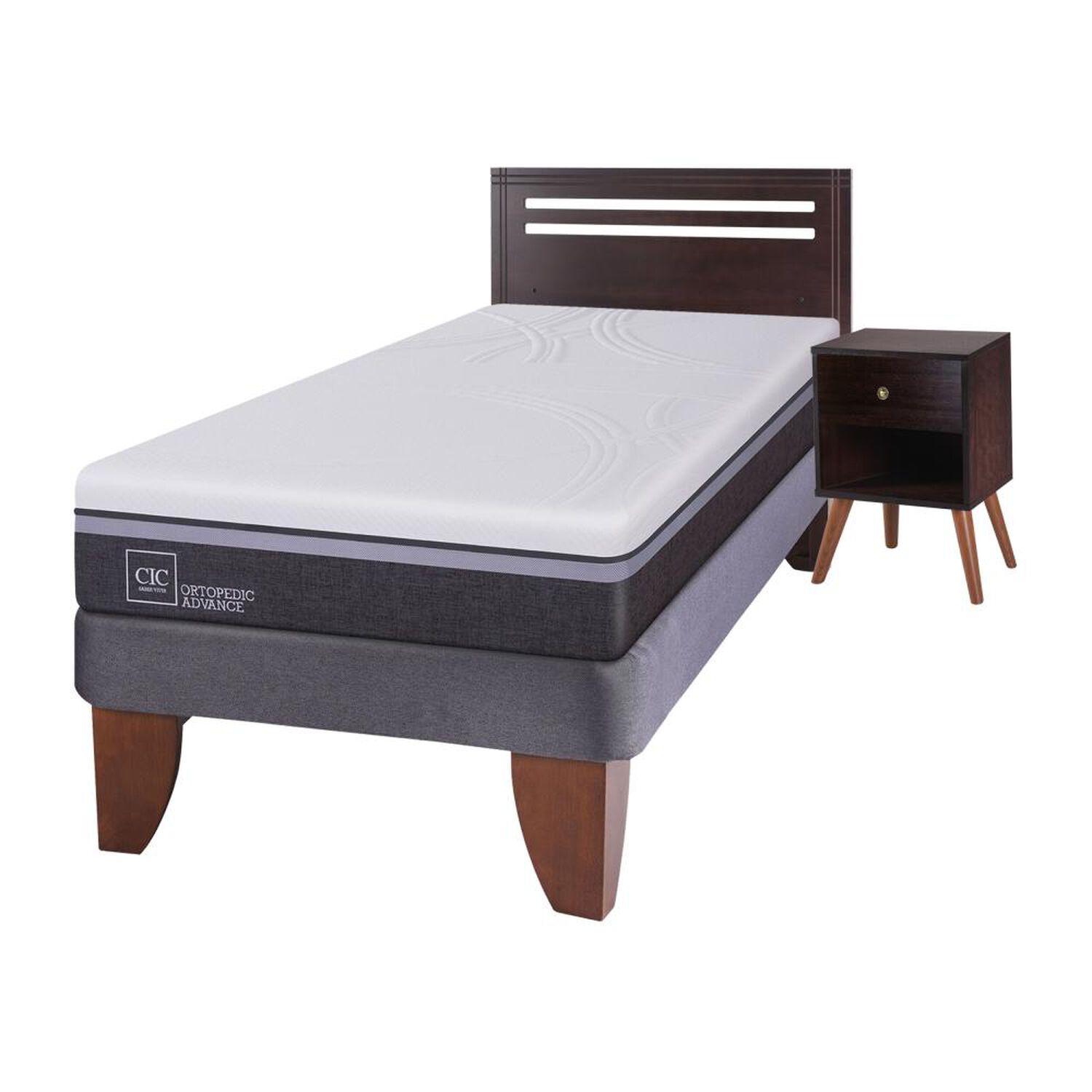 Cama Europea Cic Ortopedic / 1.5 Plazas / Base Normal + Set De Maderas image number 1.0