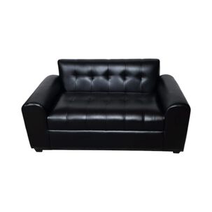 Sofa Dos Cuerpos Brazos Redondos Ecocuero Negro