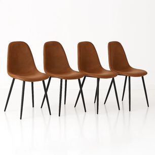 Pack De 4 Sillas Spoon Ecocuero Vintage Caf&eacute; Oscuro