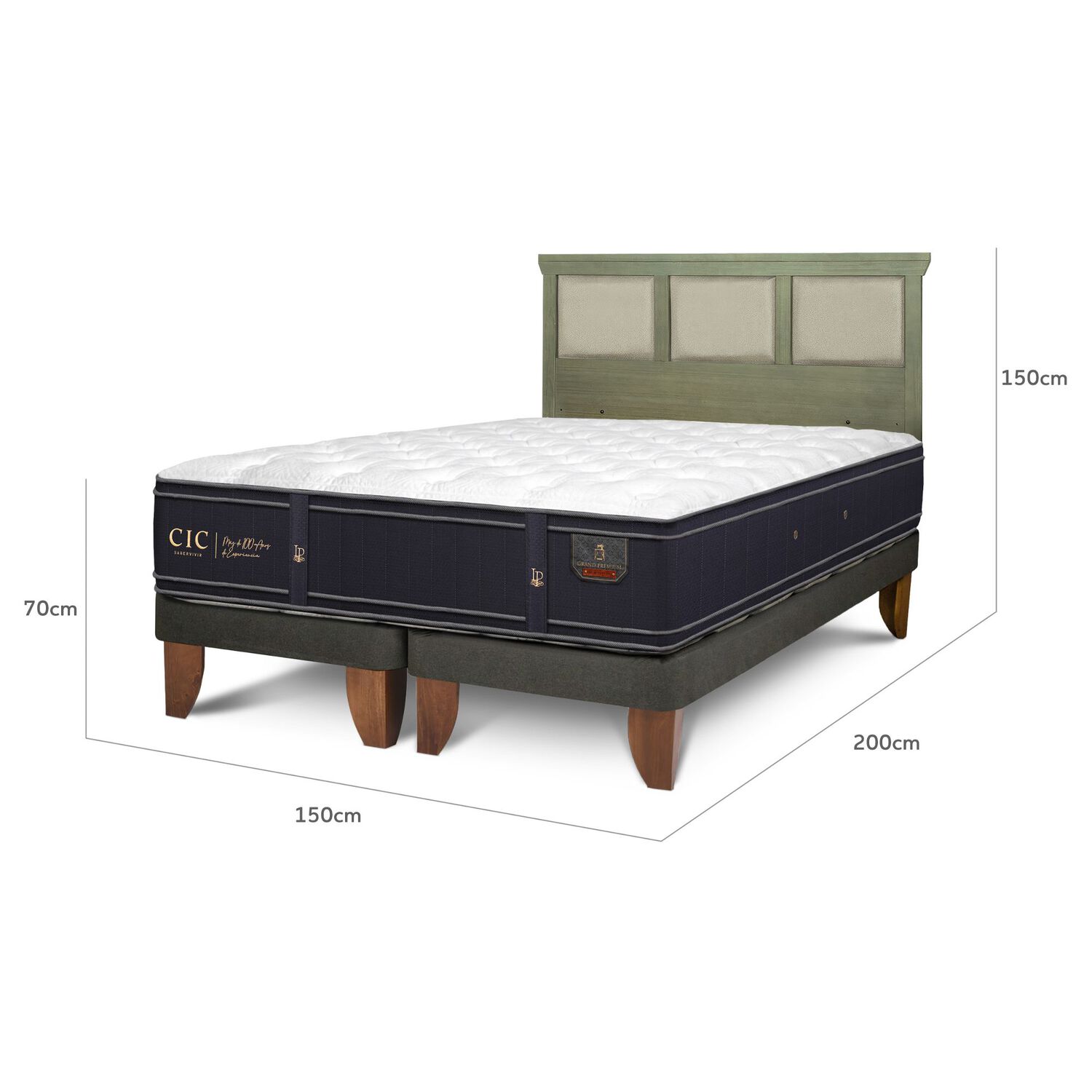 Cama Europea Cic Linea Premium / 2 Plazas / Base Dividida + Respaldo image number 2.0