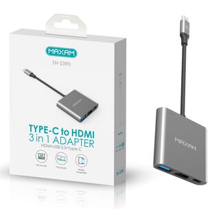 Adaptador Usb-c 3en1 Hdmi 4k/ Usb 3.0/usb-c Gris