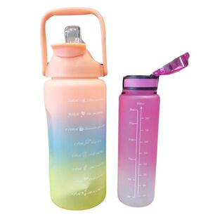 Set 2 Botellas Deportivas 2000ml Y 900ml Doble Boquilla