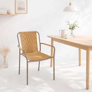 Silla Comedor O Exterior Kamba Tejido - Color Trigo