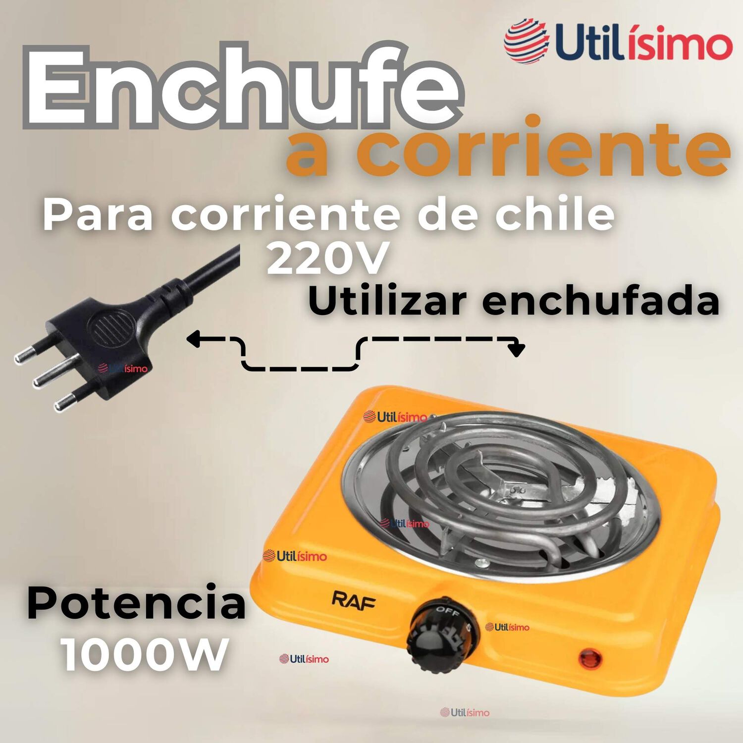 Cocina El&eacute;ctrica Port&aacute;til 1 Plato 1000w De Potencia Naranja image number 6.0