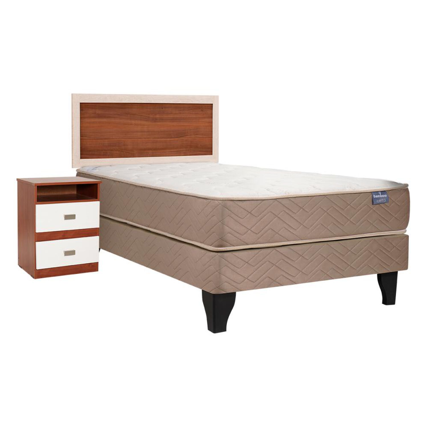 Cama Europea Celta Bamboo / 1.5 Plazas / Base Normal + Set De Maderas image number 0.0