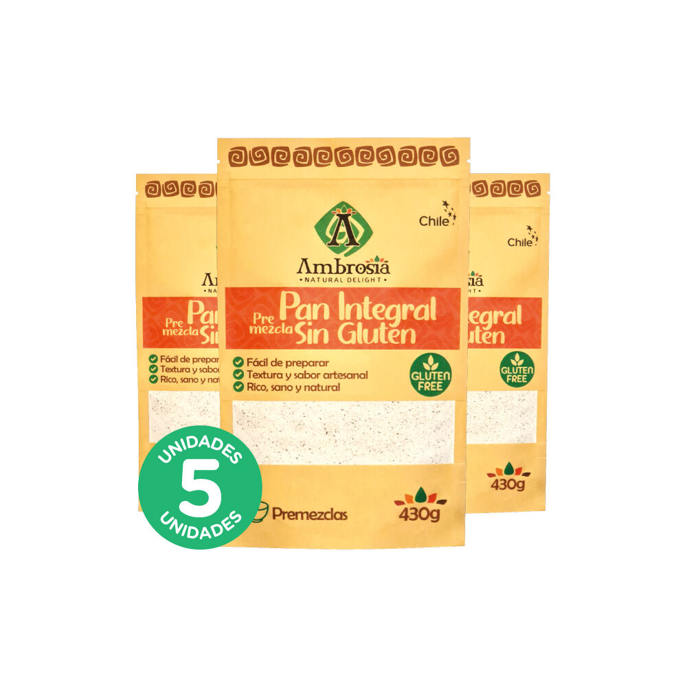 Pack 5, Premezcla De Pan Integral Libre De Gluten Para Preparaciones Keto 430gr. image number 0.0