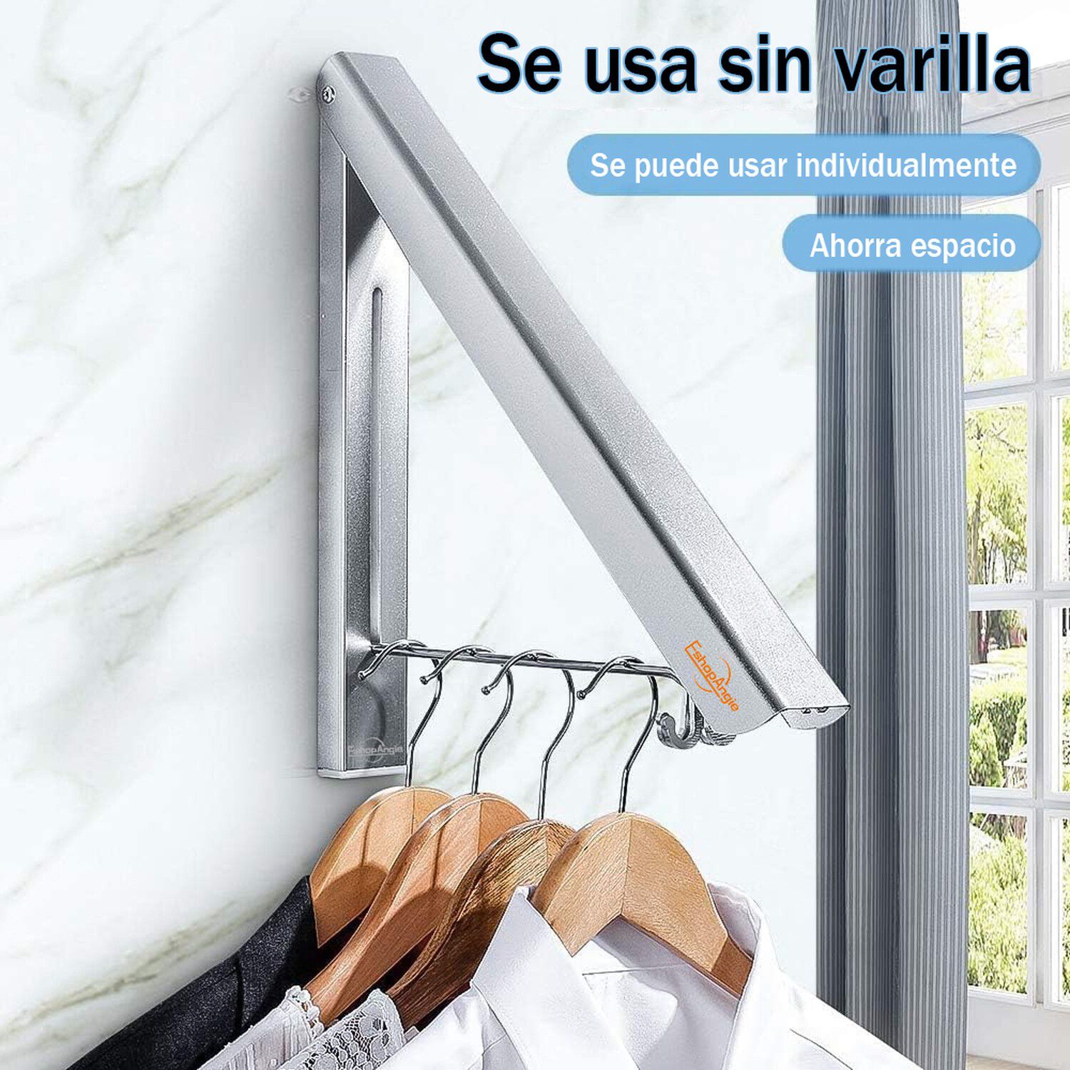 Colgador Ropa Plegable Tendedero Retr&aacute;ctil Montado Aluminio image number 2.0