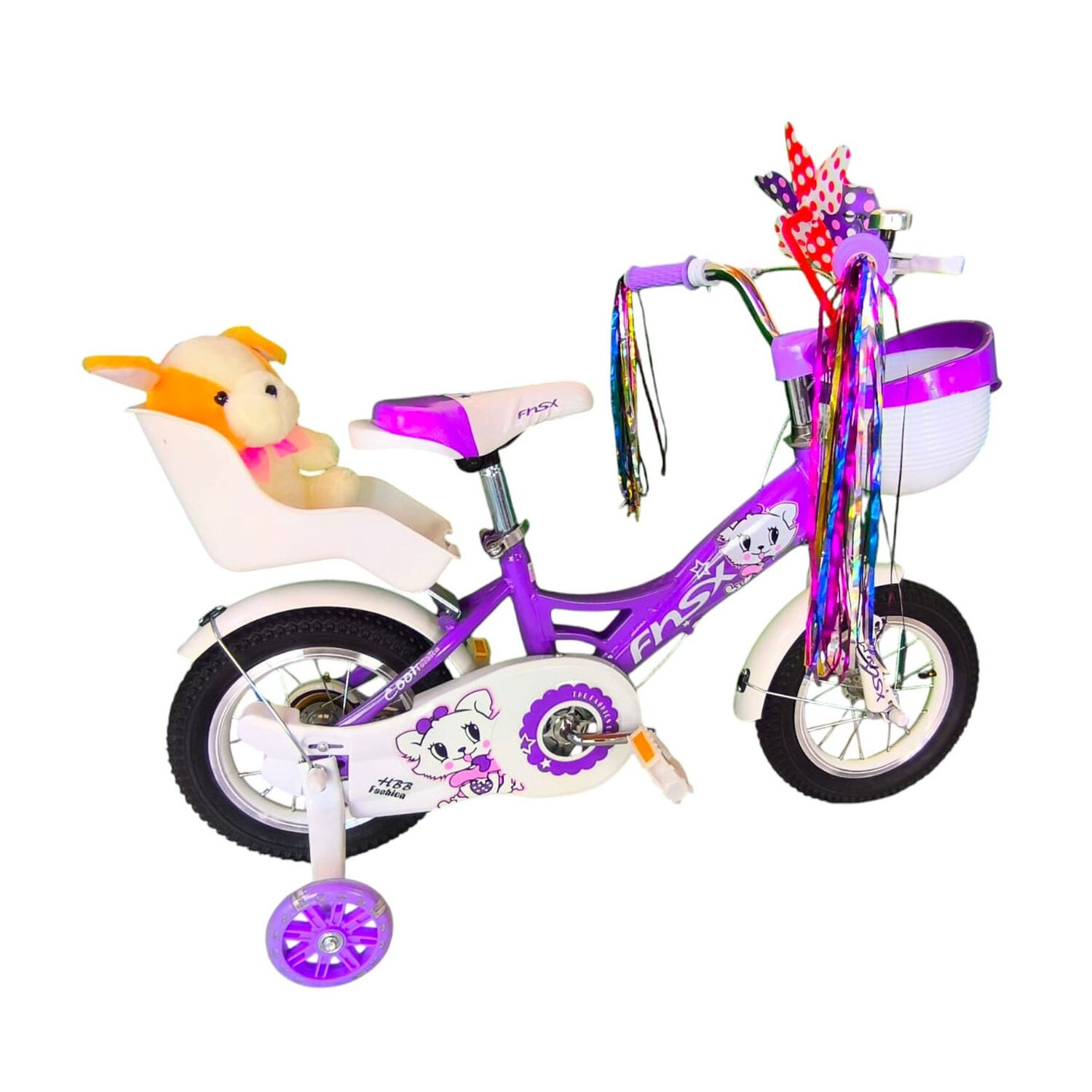 Bicicleta Aro 12 Infantil Con Peluchero Lila Fnsx image number 4.0