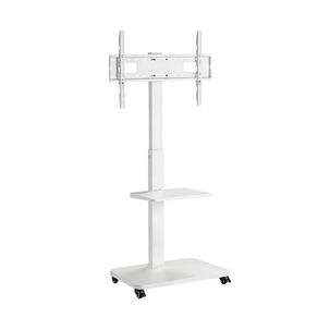 Soporte Tv M&oacute;vil Con Ruedas 32-65" Altura Regulable Blanco