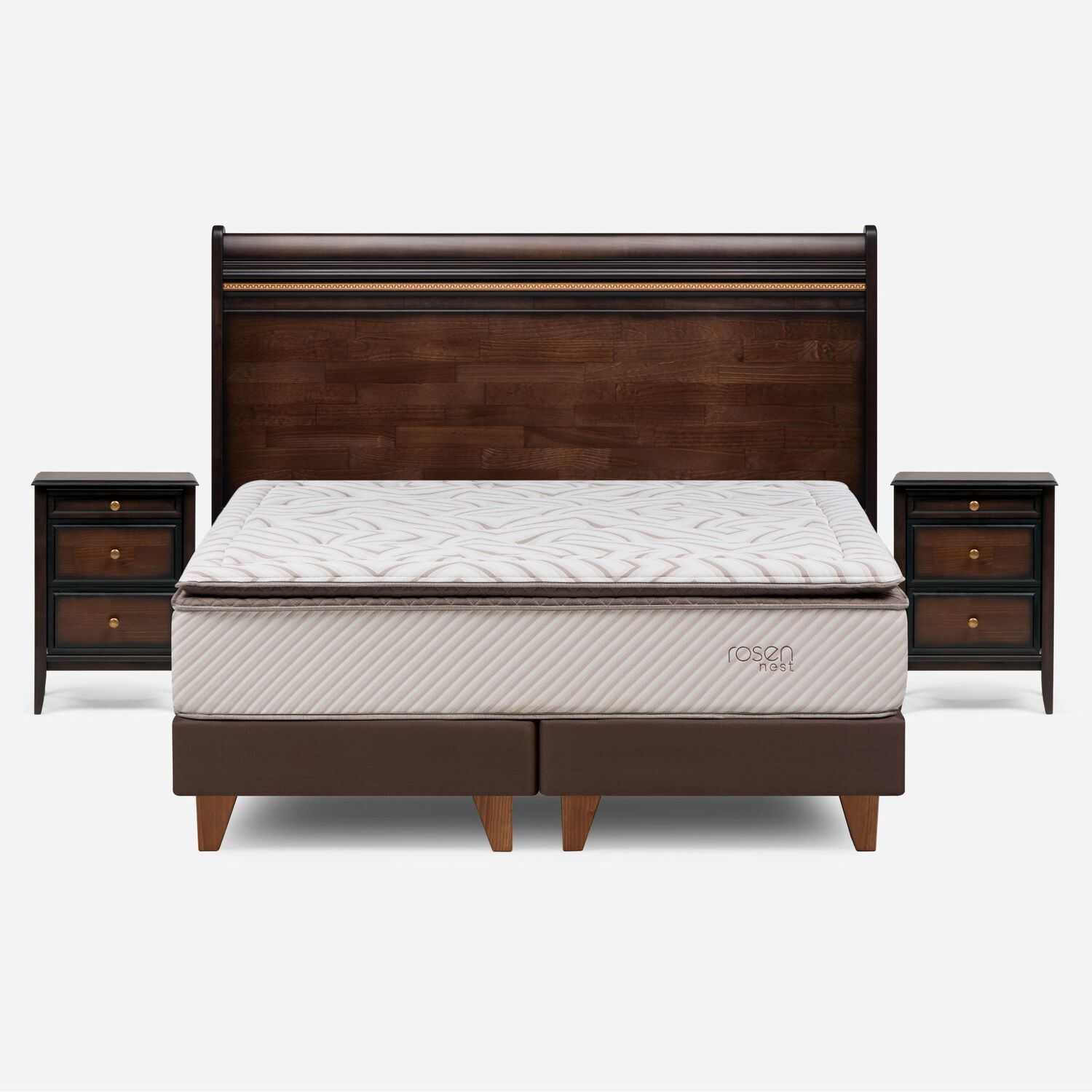 Cama Europea Rosen Nest / 2 Plazas / Base Dividida + Set De Maderas image number 0.0