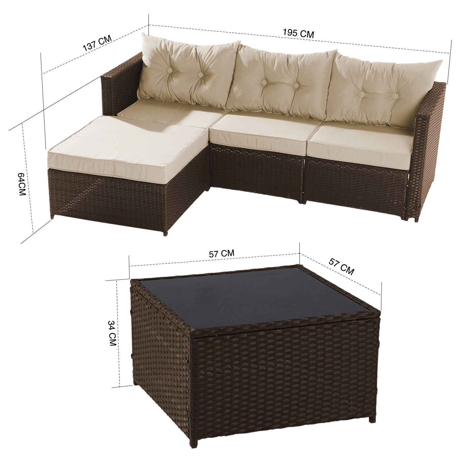 Seccional Intercambiable 3 Cuerpos Terraza Sofa + Mesa Caf&eacute; image number 6.0
