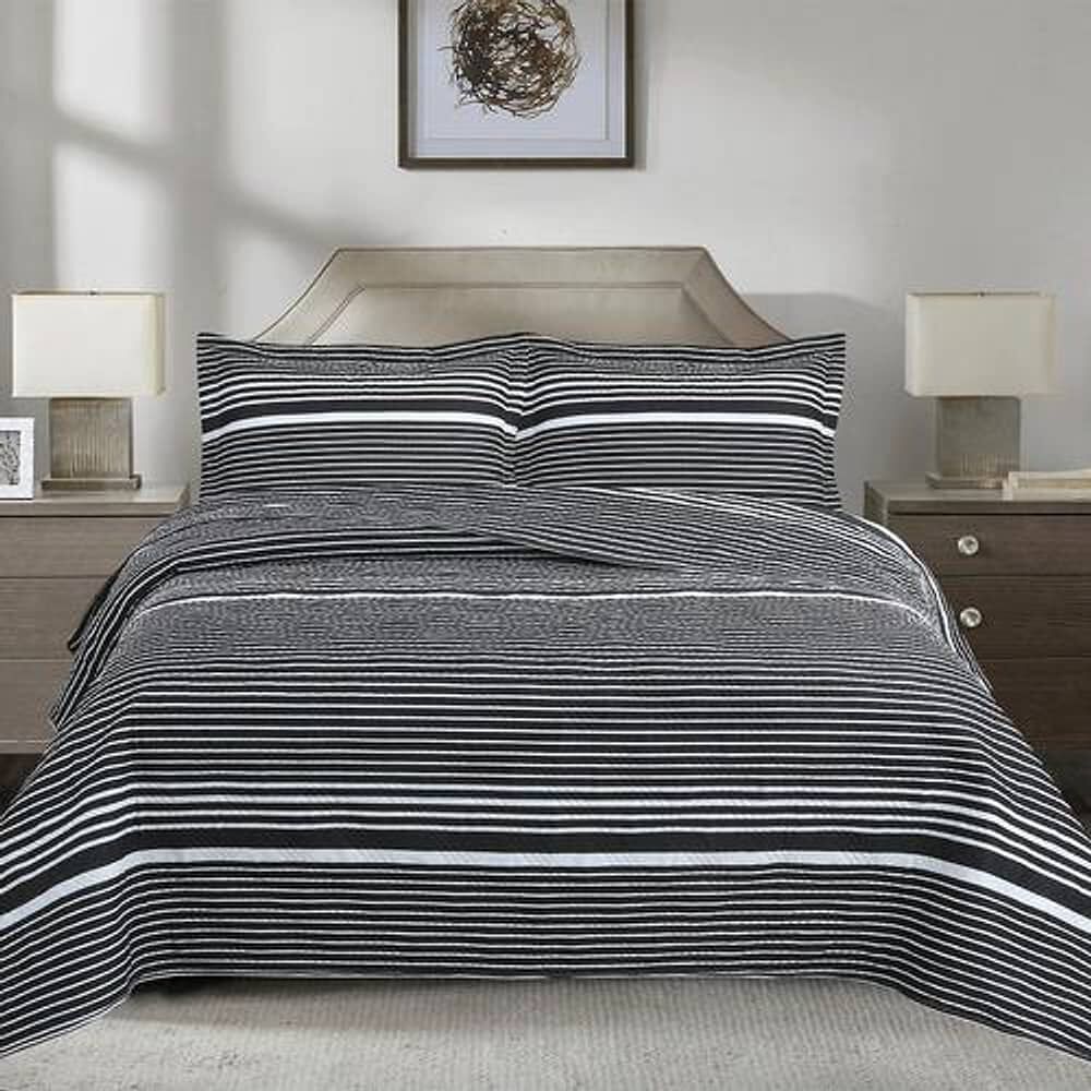 Quilt Andes Estampado King Listado Negro image number 0.0