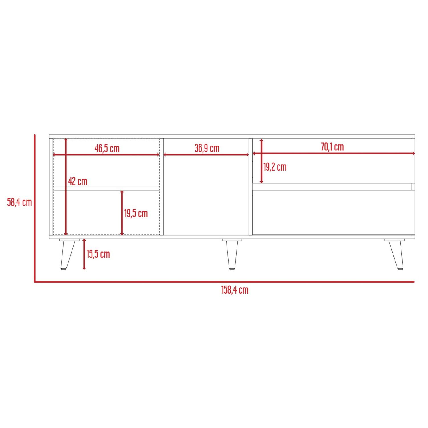 Mesa Para Tv 65" 58,4x158,4x38 Cm Caf&eacute; Claro Y Gris image number 9.0