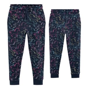JUMP KIDS Pantalón Buzo Niña 100% Algodón Azul Oscuro Unicornios De Colores