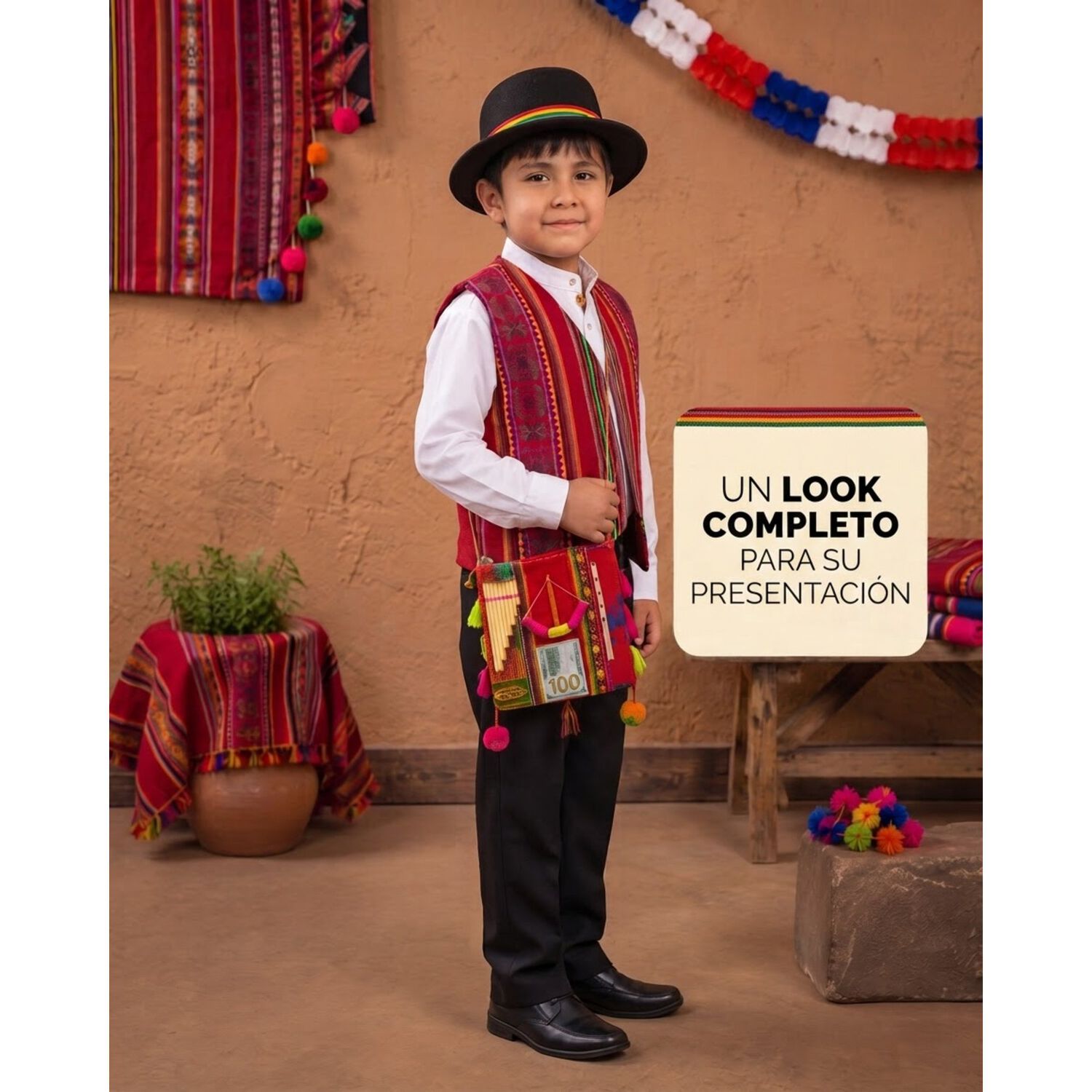 Traje Trote Nortino Completo Para Ni&ntilde;a Y Ni&ntilde;o Carnavalito image number 38.0