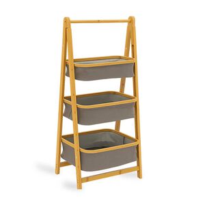 Estante Organizador Plegable 3 Niveles | Cestas De Tela Gris