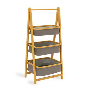 Estante Organizador Plegable 3 Niveles | Cestas De Tela Gris