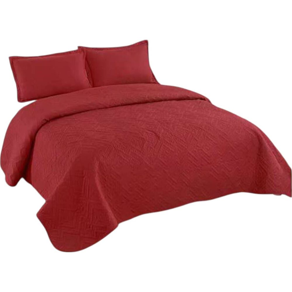 Cubrecama De Verano 2 Plazas Quilt + 2 Fundas De Almohada Cobertor Delgado Burdeo image number 0.0