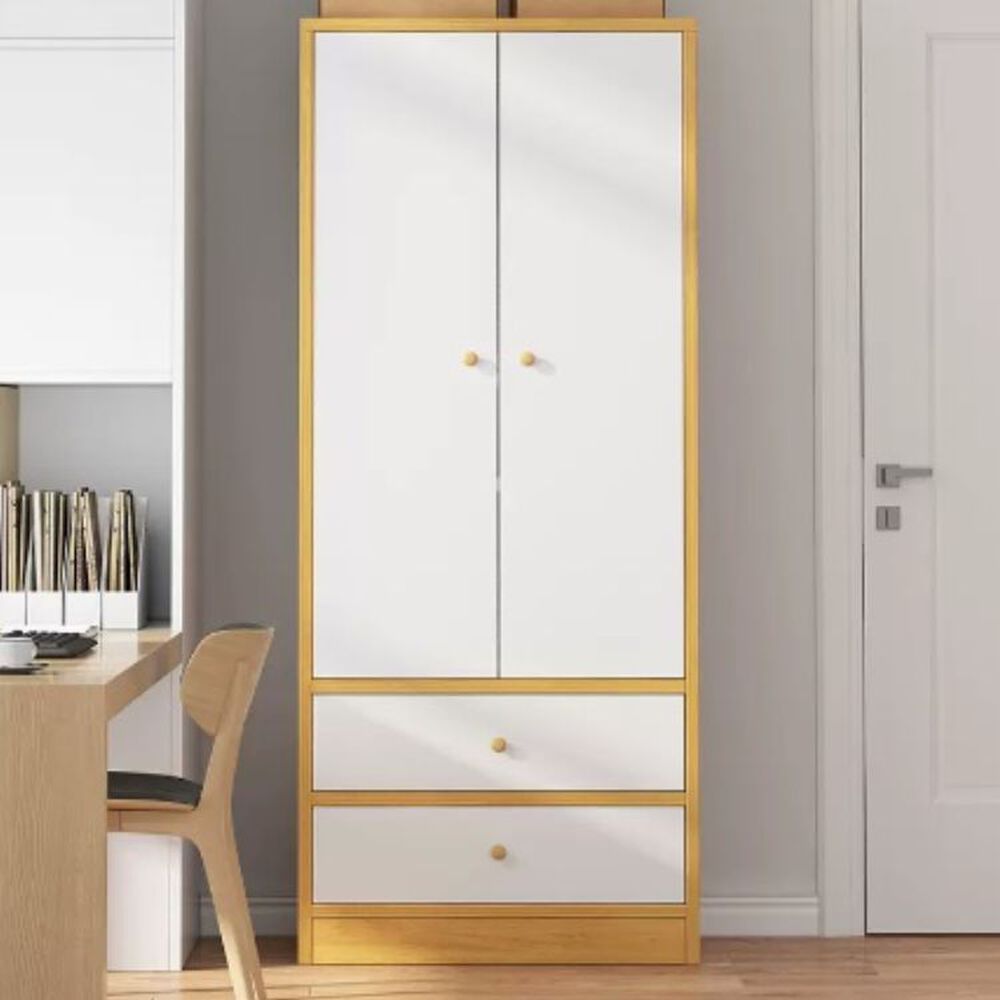 Armario De Madera Para Dormitorio 60 X 40 X 180 Cm Con Puertas Batientes image number 2.0