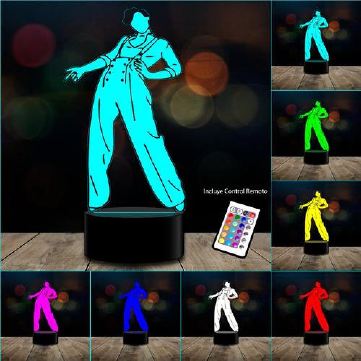 Lampara 3d Harry Styles Cantante 16 Colores Control Remoto image number 1.0