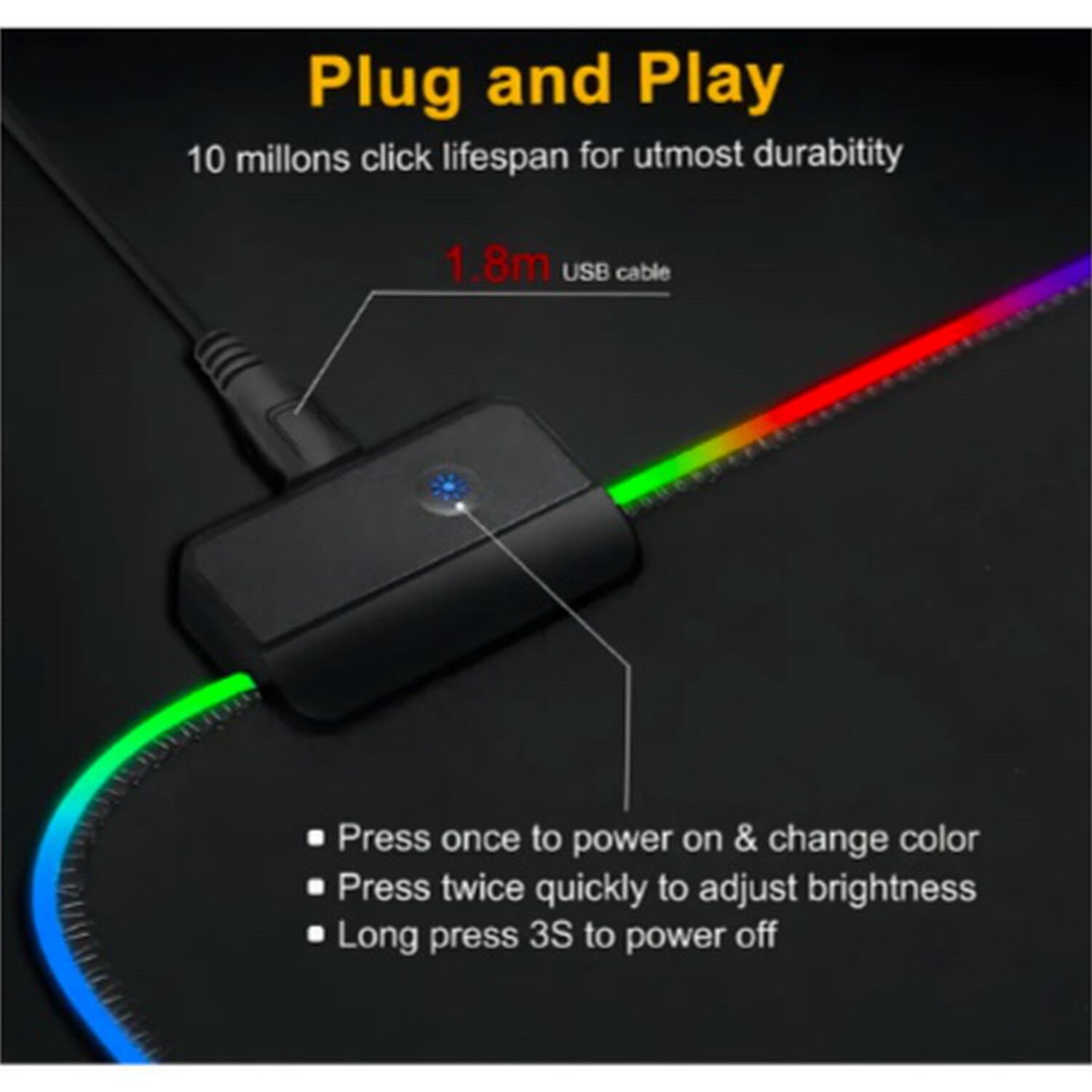 Mousepad Gamer Negro Antideslizante image number 5.0