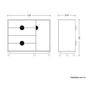 C&oacute;moda Vekkahome Ipe Salvia / 1 Puerta / 4 Cajones