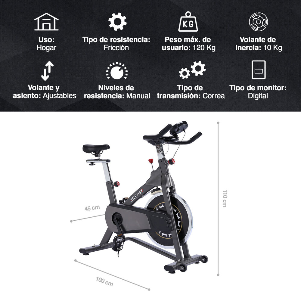 Bicicleta Spinning Sport Volante 10 Kg Gris image number 2.0