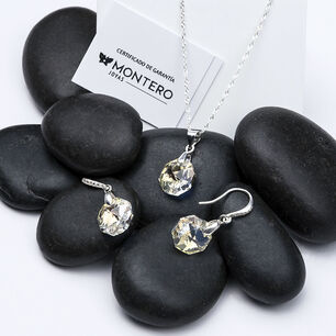 Conjunto Bruselas Plata 925 Y Cristal Genuino Boreal