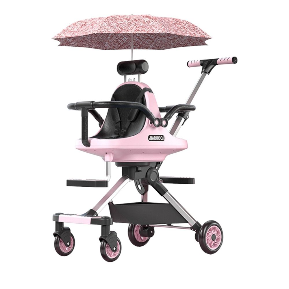 Coche De Paseo Doble Con Sombrilla Rosado By Lubabycas image number 8.0