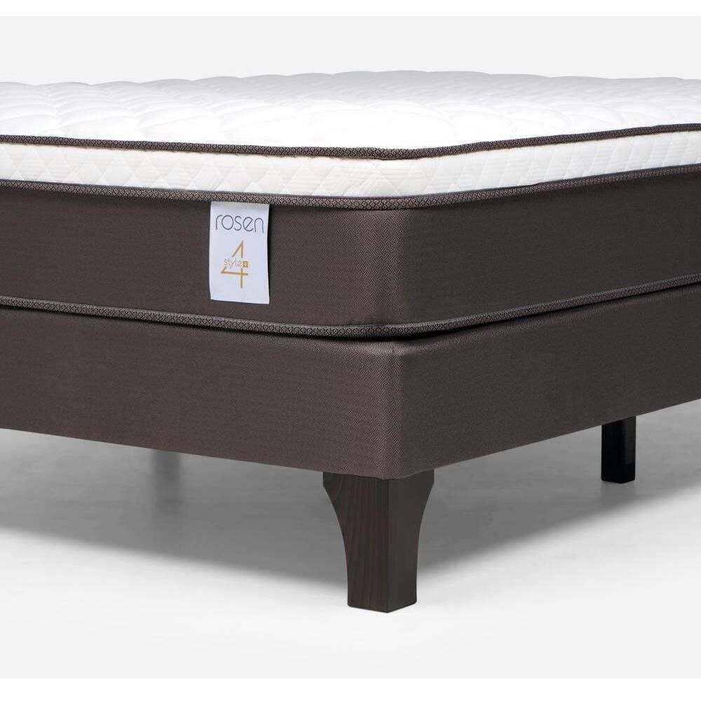 Cama Europea Rosen New Style 4 Plus / 2 Plazas / Base Normal  + Respaldo Maurice Chocolate image number 4.0