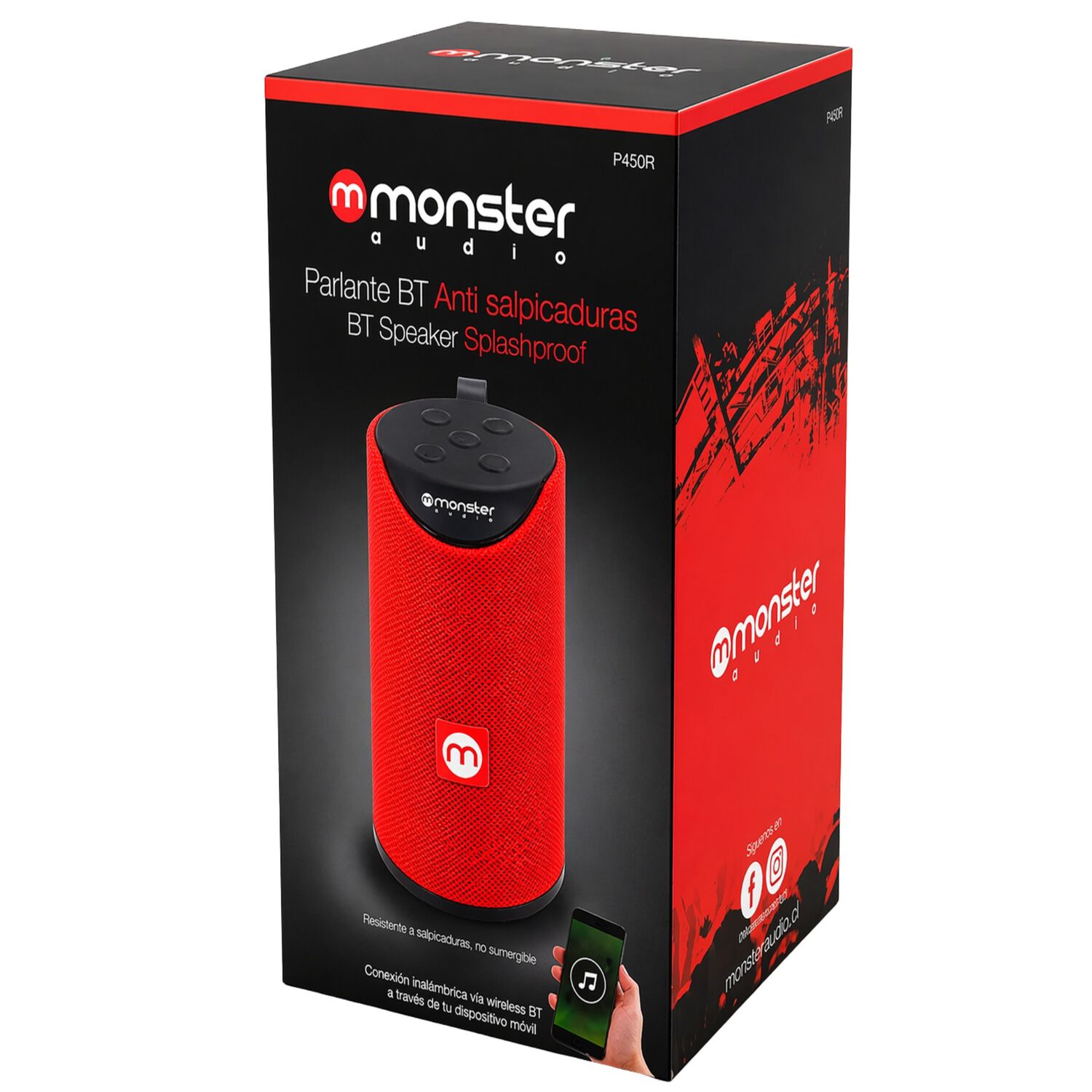 Parlante Port&aacute;til Bluetooth Waterproof Monster P450 Rojo image number 4.0