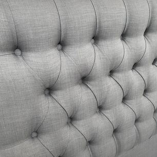 Respaldo De Cama Capiton&eacute; Premium Lino Gris Plata Queen