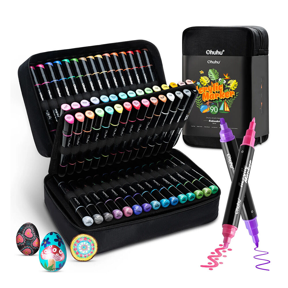 Ohuhu 90 Marcadores Acrílicos Punta Fina Y Redonda image number 0.0