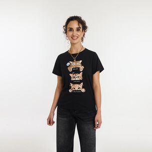 Polera Print Animales Manga Corta Cuello Redondo Mujer Freedom