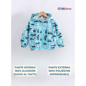 Cortaviento Impermeable Chaqueta Estampado Ni&ntilde;o Y Beb&eacute; Turquoise Cars