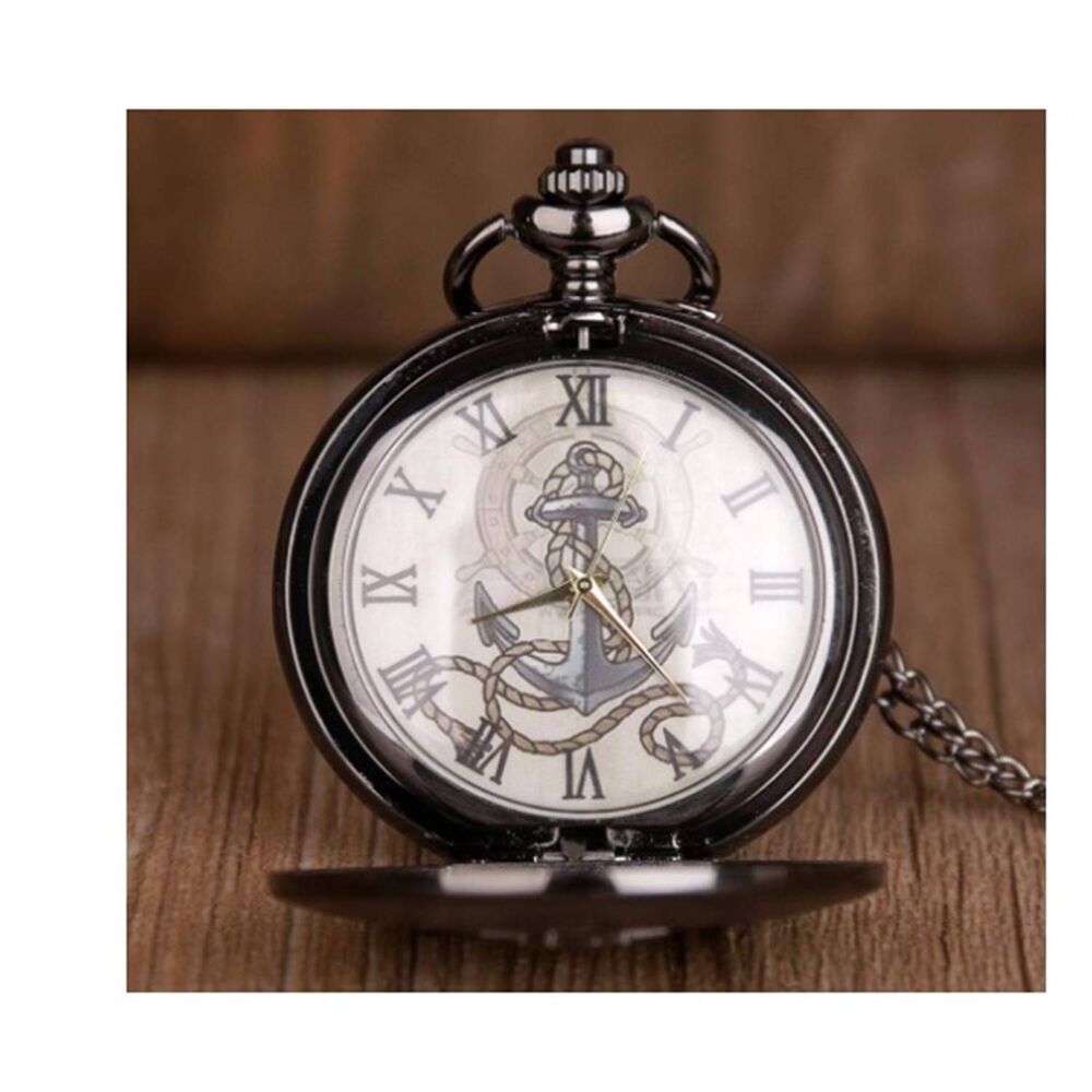 Reloj De Bolsillo Con Diseño De Ancla image number 1.0