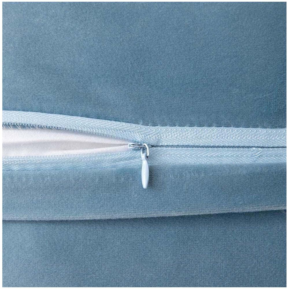 Pack De 02 Fundas De Coj&iacute;n De Terciopelo Con Pompon 45x45 Azul image number 2.0