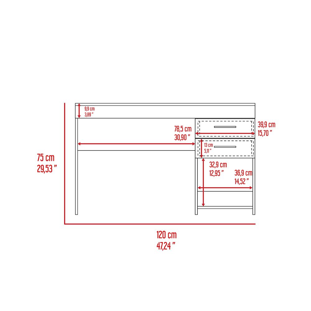 Escritorio Fm Con 2 Cajones Caf&eacute; Oscuro 75x120x45,7 Cm image number 9.0